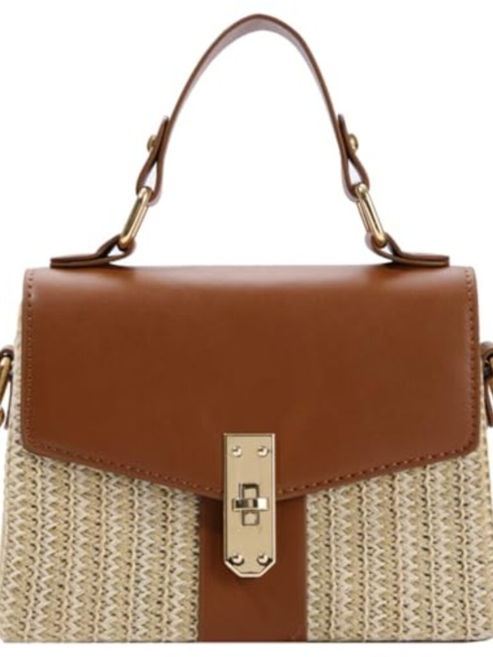 Woven Straw Shoulder Bag Small Retro Summer Purse with Flap Closure